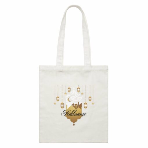 Mosque With Lamp and Star Addname White White Canvas Bag