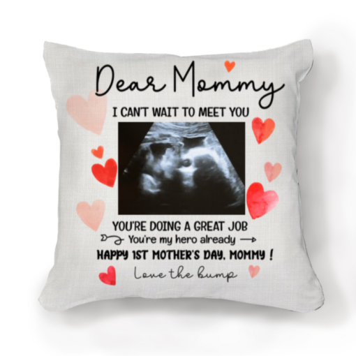 Mother’s Day Gift For Expecting Mother, Mom To Be Pillow, Personalized I Can’t Wait To Meet You Pillow, Sonogram Photo Gift