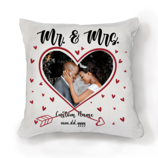 Mr And Mrs Photo Pillow Personalized, Marriage Gifts For Couple, Mr And Mrs Wedding Gifts – Best Personalized Gifts For Everyone