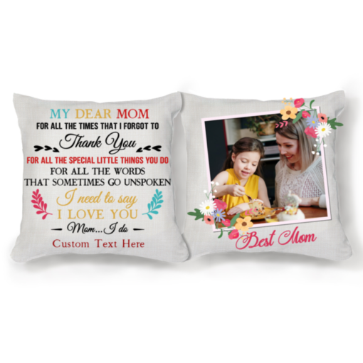 My Dear Mom Pillow, Mothers Day Presents From Daughter, Customized Mom Pillow With Photo – Best Personalized Gifts For Everyone