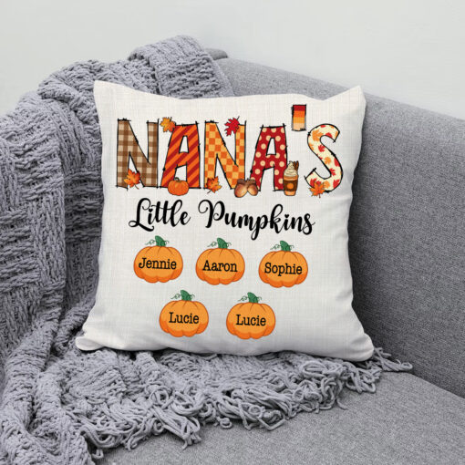 Nana’s Little Pumpkins Custom Pillow With Grandkids Names, Gifts For Nana, Nana Birthday Gifts From Grandkids – Best Personalized Gifts For Everyone