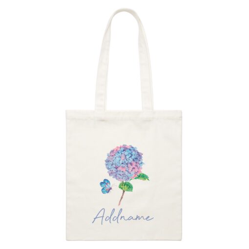 Pastel Flower Hydrangea White Canvas Bag