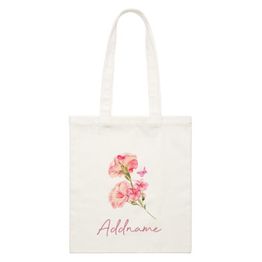 Pastel Flower Petunia White Canvas Bag