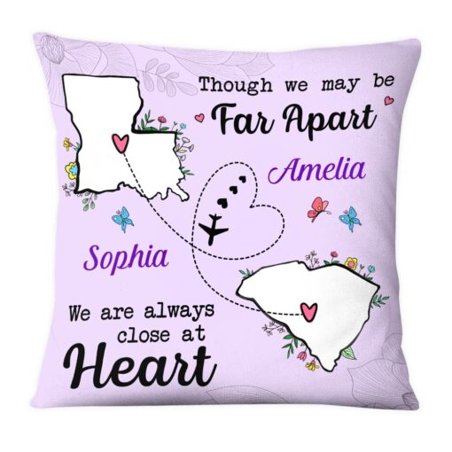 Personalized Always Close At Heart Long Distance Pillow