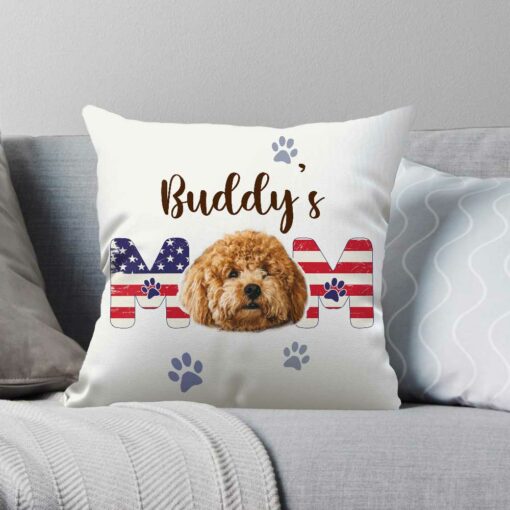 Personalized American Flag Dog Mom Pillow With Dog Face, Dog Mom 4th Of July Gifts, Dog Lover Gifts For Her – Best Personalized Gifts For Everyone