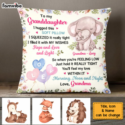 Personalized Animals To My Granddaughter From Grandma Hug This Pillow