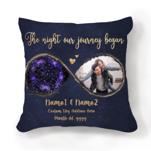 Personalized Anniversary Star Map Pillow, Anniversary Gifts For Her, The Night Our Journey Began Night Sky Pillow – Best Personalized Gifts For Everyone