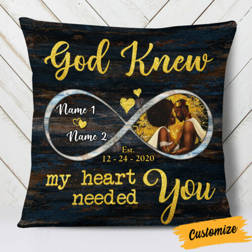 Personalized BWA Couple My Heart Needed You Pillow