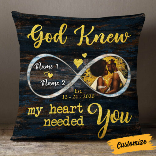 Personalized BWA Couple My Heart Needed You Pillow