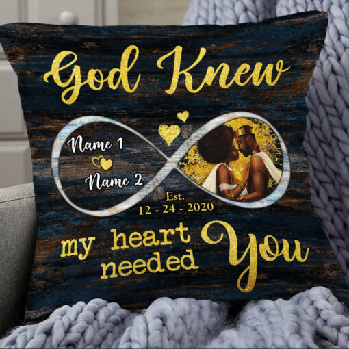 Personalized BWA Couple My Heart Needed You Pillow