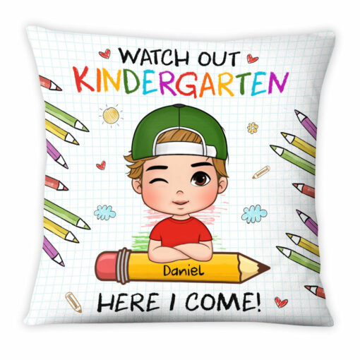 Personalized Back To School First Day Of School Gift For Grandson Watch Out Here I Come Pillow