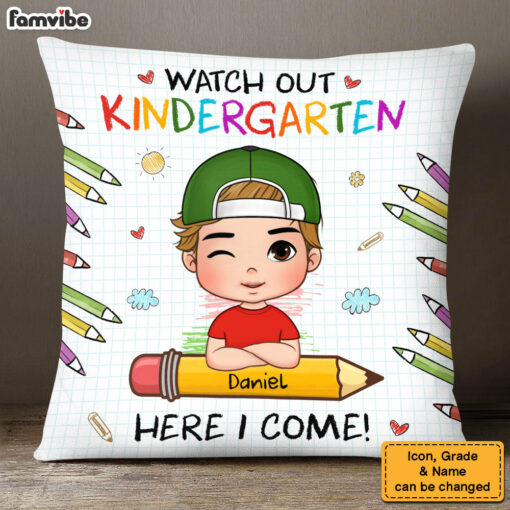 Personalized Back To School First Day Of School Gift For Grandson Watch Out Here I Come Pillow