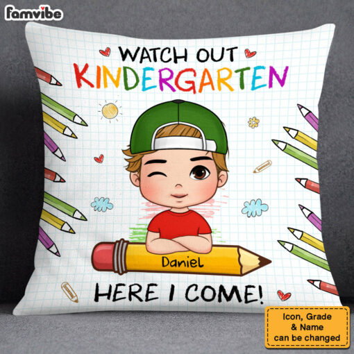 Personalized Back To School First Day Of School Gift For Grandson Watch Out Here I Come Pillow