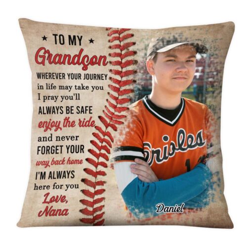 Personalized Baseball Gift For Grandson To My Grandson Pillow