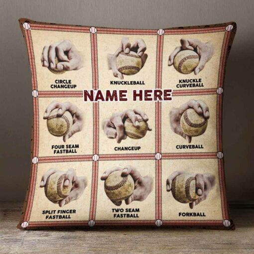 Personalized Baseball Pitching Grips Pillow