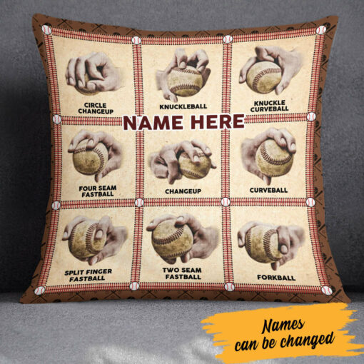 Personalized Baseball Pitching Grips Pillow