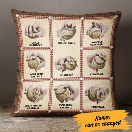 Personalized Baseball Pitching Grips Pillow