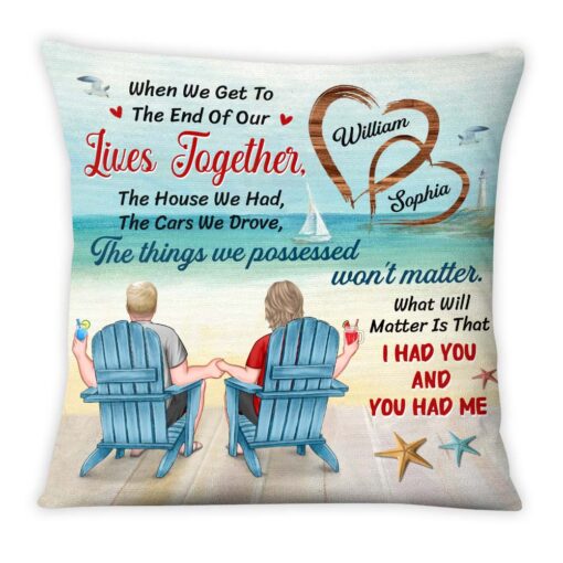 Personalized Beach Wedding Anniversary Gifts For Old Couples Husband Wife Pillow