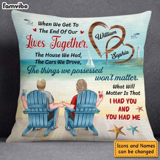 Personalized Beach Wedding Anniversary Gifts For Old Couples Husband Wife Pillow