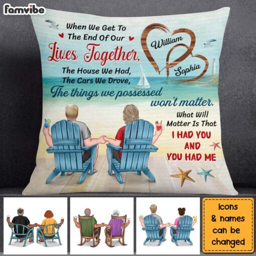 Personalized Beach Wedding Anniversary Gifts For Old Couples Husband Wife Pillow