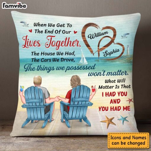 Personalized Beach Wedding Anniversary Gifts For Old Couples Husband Wife Pillow