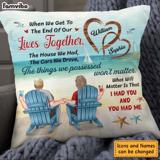 Personalized Beach Wedding Anniversary Gifts For Old Couples Husband Wife Pillow