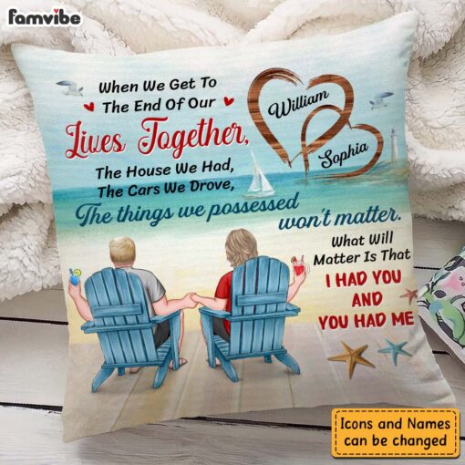 Personalized Beach Wedding Anniversary Gifts For Old Couples Husband Wife Pillow