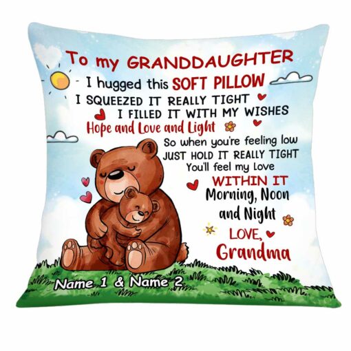 Personalized Bear Granddaughter Hug This Pillow