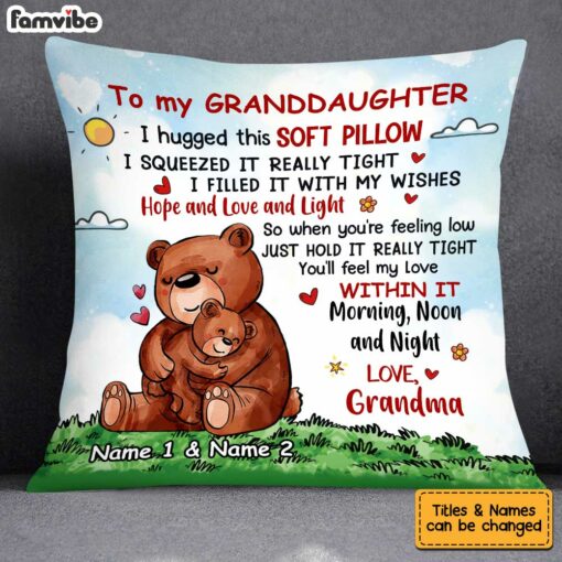 Personalized Bear Granddaughter Hug This Pillow