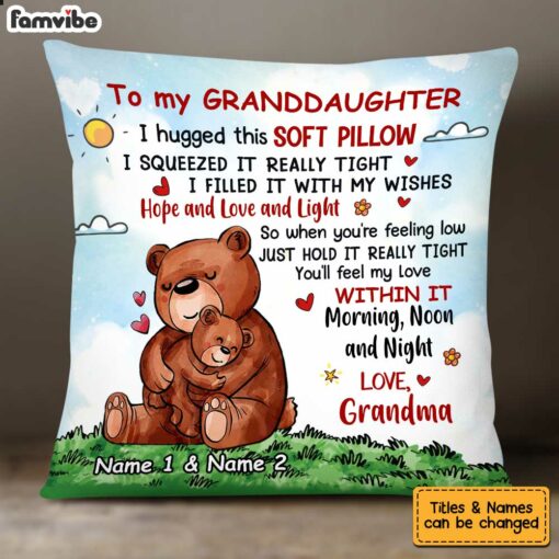 Personalized Bear Granddaughter Hug This Pillow