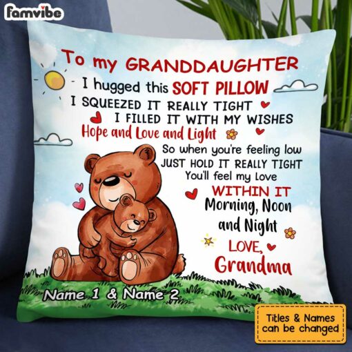 Personalized Bear Granddaughter Hug This Pillow