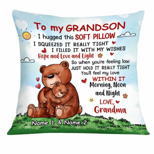 Personalized Bear Grandson Hug This Pillow