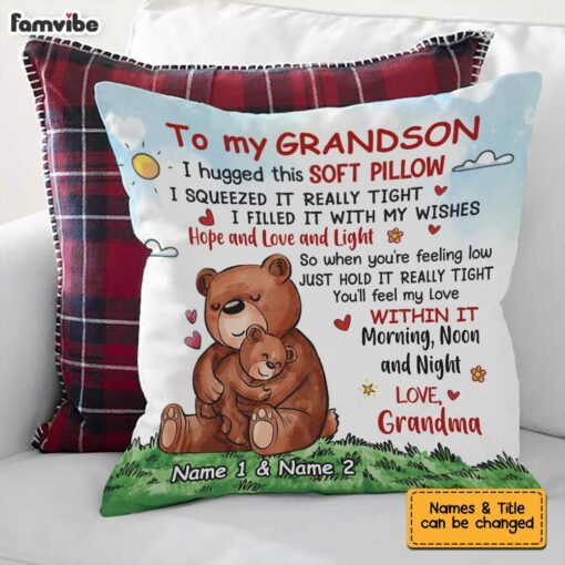 Personalized Bear Grandson Hug This Pillow