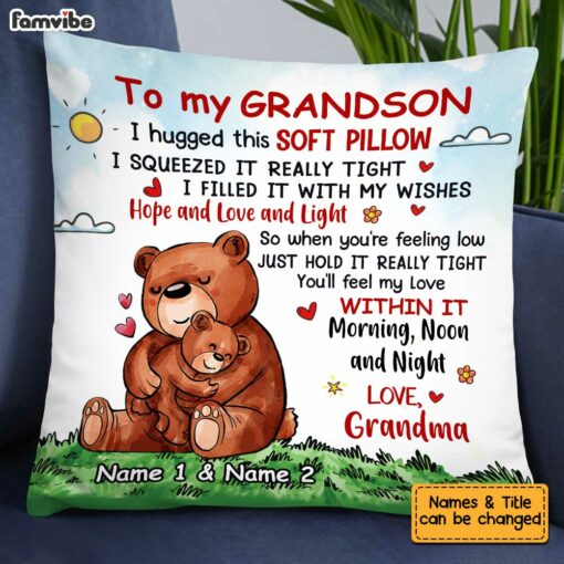 Personalized Bear Grandson Hug This Pillow