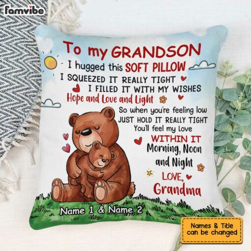 Personalized Bear Grandson Hug This Pillow