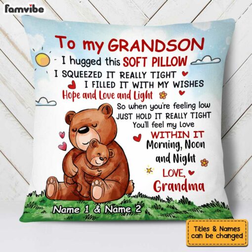 Personalized Bear Grandson Hug This Pillow