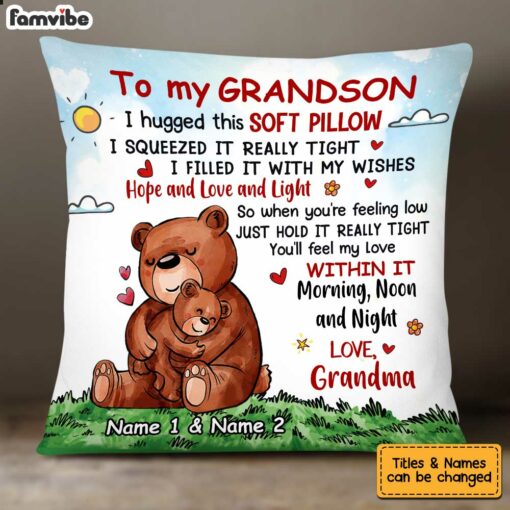 Personalized Bear Grandson Hug This Pillow