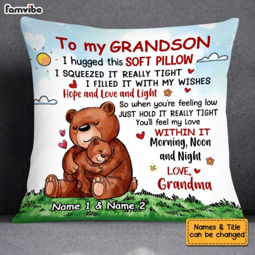 Personalized Bear Grandson Hug This Pillow