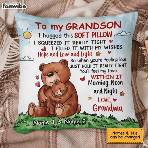 Personalized Bear Grandson Hug This Pillow