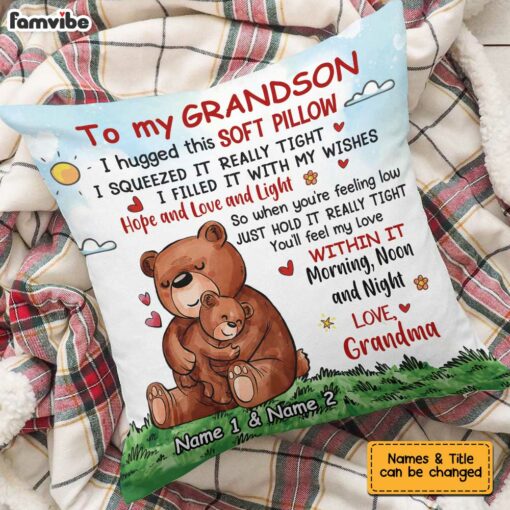 Personalized Bear Grandson Hug This Pillow