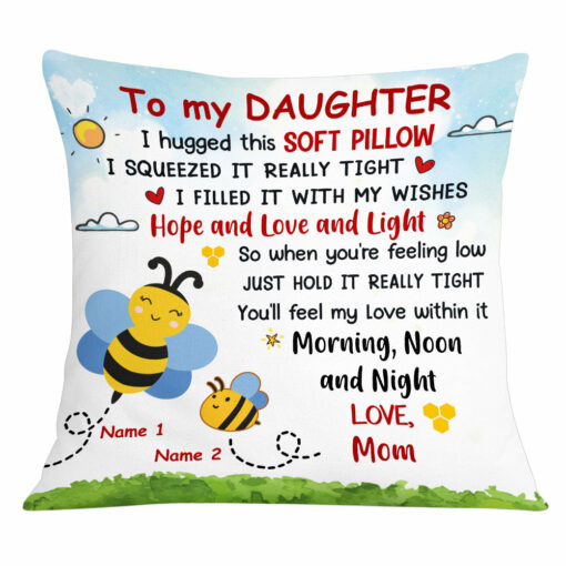 Personalized Bee Mom Grandma To Daughter Granddaughter Son Grandson Hug This Pillow