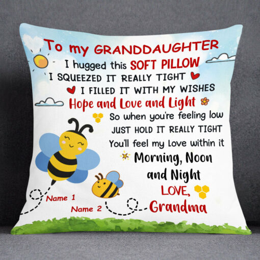 Personalized Bee Mom Grandma To Daughter Granddaughter Son Grandson Hug This Pillow