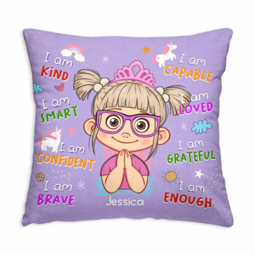 Personalized Birthday Gift For Granddaughter Affirmation Unicorn Pillow