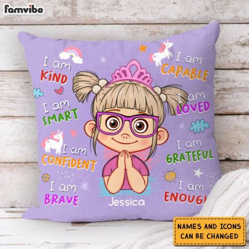 Personalized Birthday Gift For Granddaughter Affirmation Unicorn Pillow