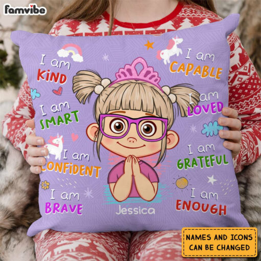 Personalized Birthday Gift For Granddaughter Affirmation Unicorn Pillow