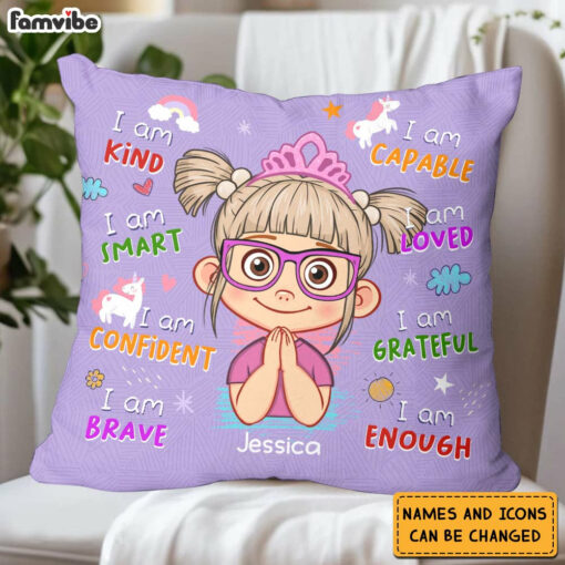 Personalized Birthday Gift For Granddaughter Affirmation Unicorn Pillow