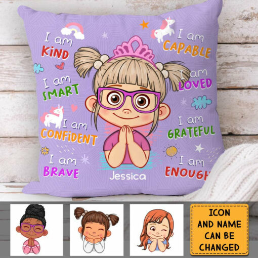 Personalized Birthday Gift For Granddaughter Affirmation Unicorn Pillow