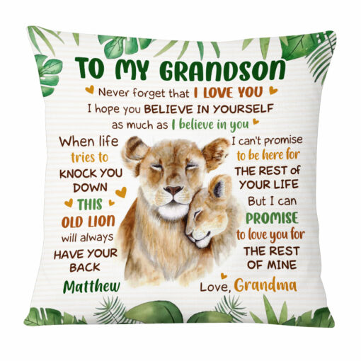 Personalized Birthday Gift For Grandson Lion To My Grandson Pillow