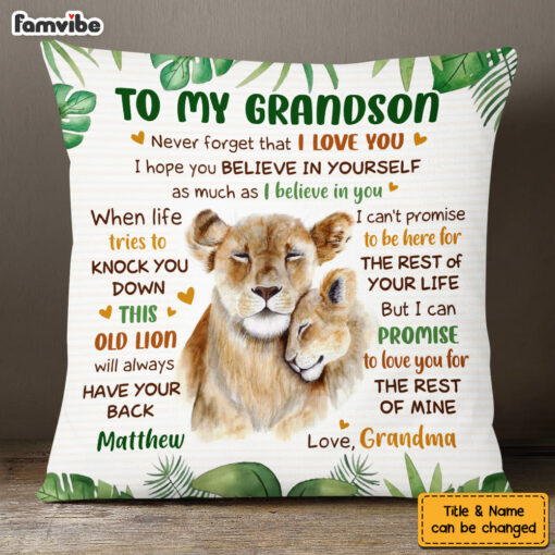 Personalized Birthday Gift For Grandson Lion To My Grandson Pillow