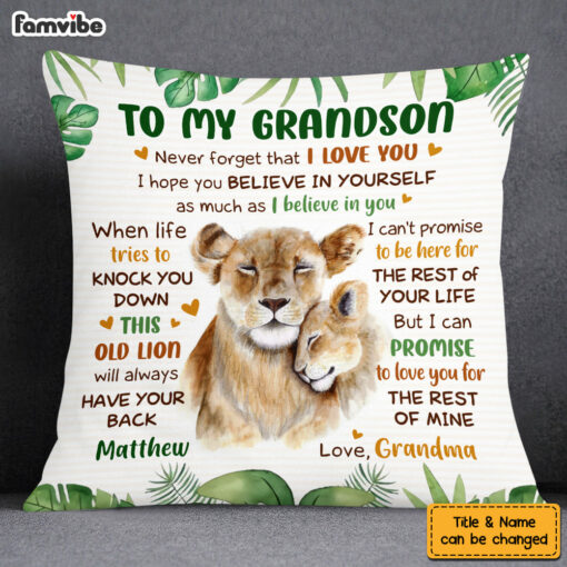 Personalized Birthday Gift For Grandson Lion To My Grandson Pillow